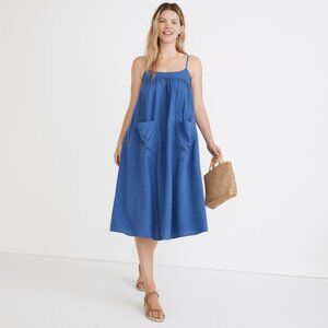 Madewell | Linen-Blend Cami Midi Dress with Pockets | Size Small
